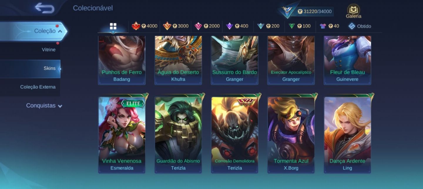 Conta NÍVEL COLECIONADOR MLBB - MOBILE LEGENDS