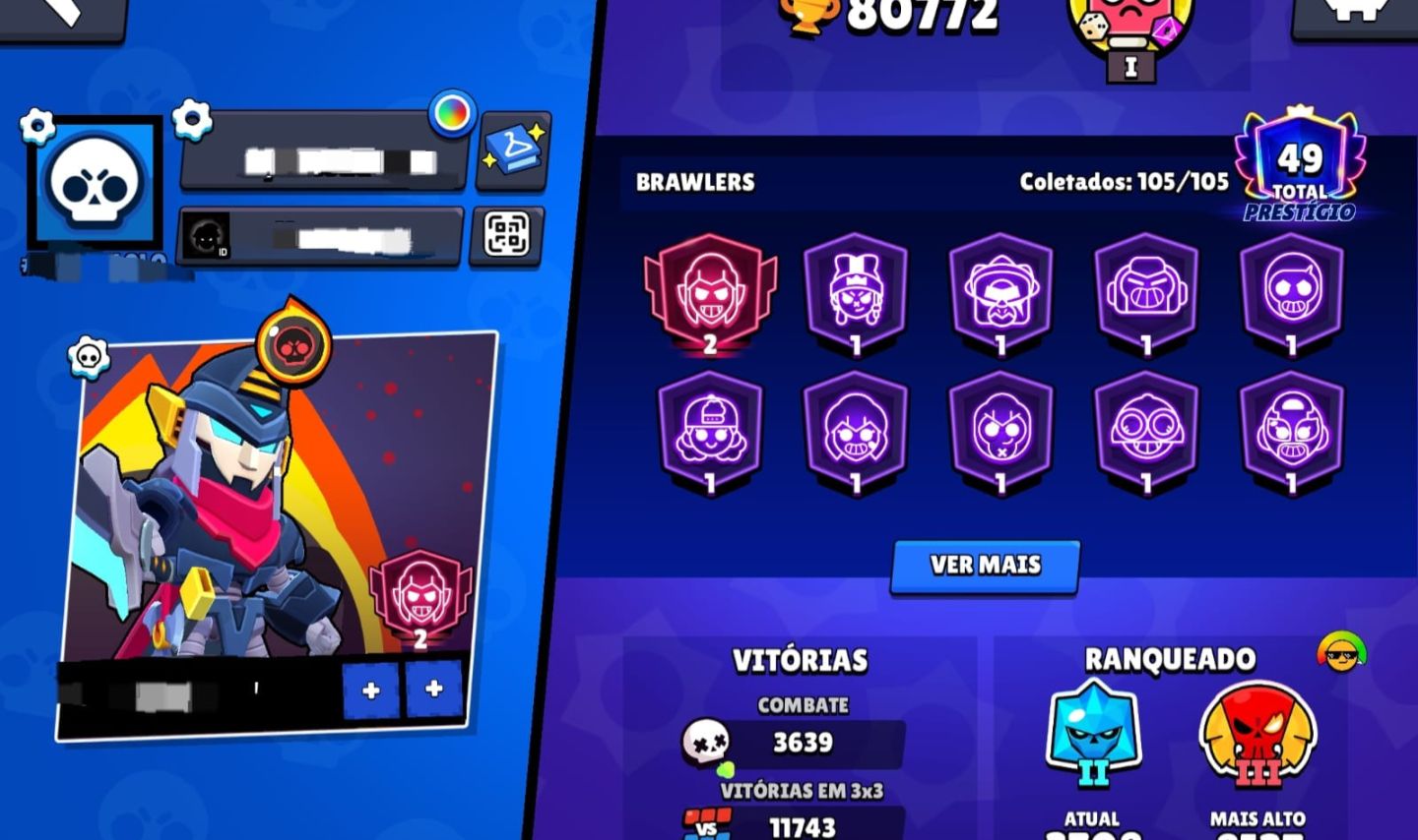 CONTA DE BRAWL STATS À VENDA, +20 PASSES COMPRADOS ANO 2019 80K DE TROFÉUS.