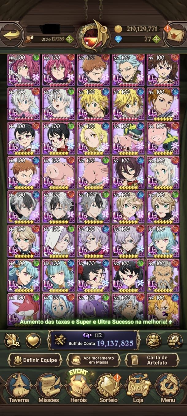 Conta do The Seven Deadly Sins grand cross com 19kk++