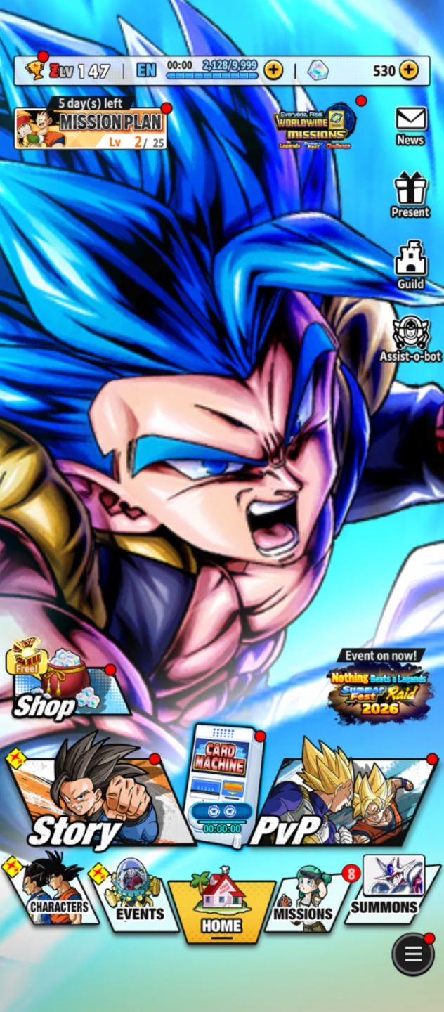 Conta dragon ball legends nível 147 com 3 ultras e vários personagens sparking