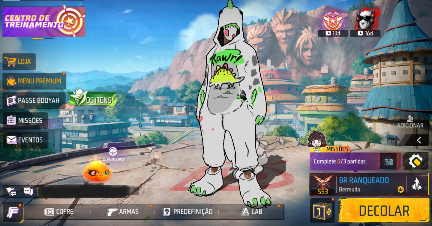 CONTA FREE FIRE BOT LV2 + DINO 3D