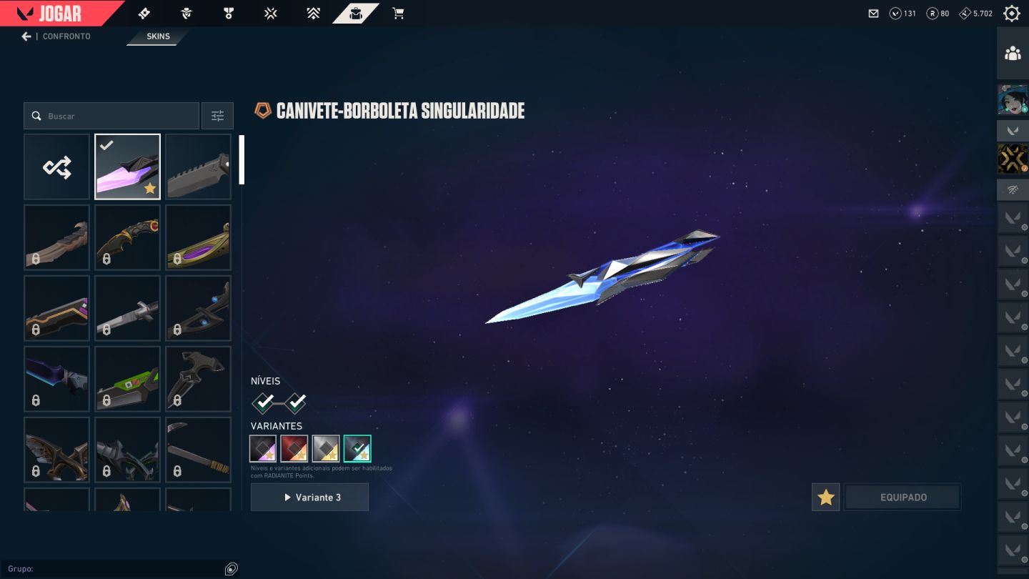 Conta valorant com varias skins com gaia e canivete singuralidade
