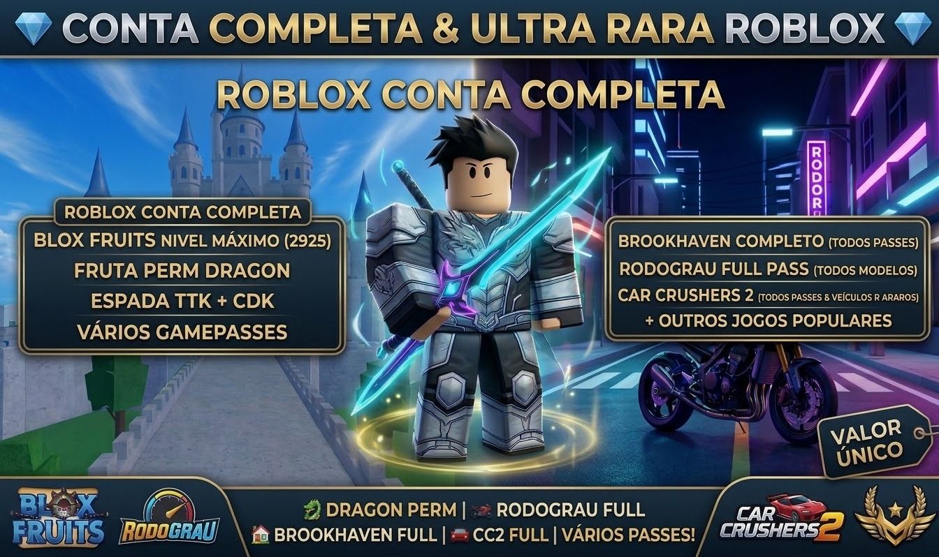 [CONTA MAIN] Blox Fruits (DRAGON PERM + TTK) + RodoGrau FULL PASS + Brookhaven