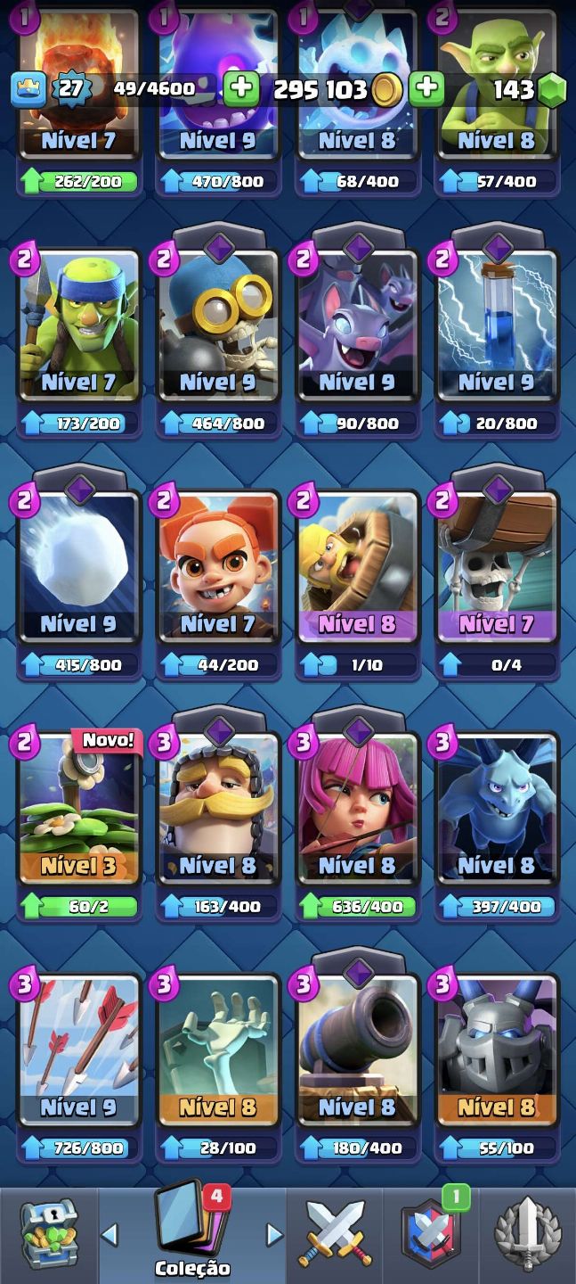 Conta Clash Royale 4200 | Mega Cavaleiro + Golem Nv10
