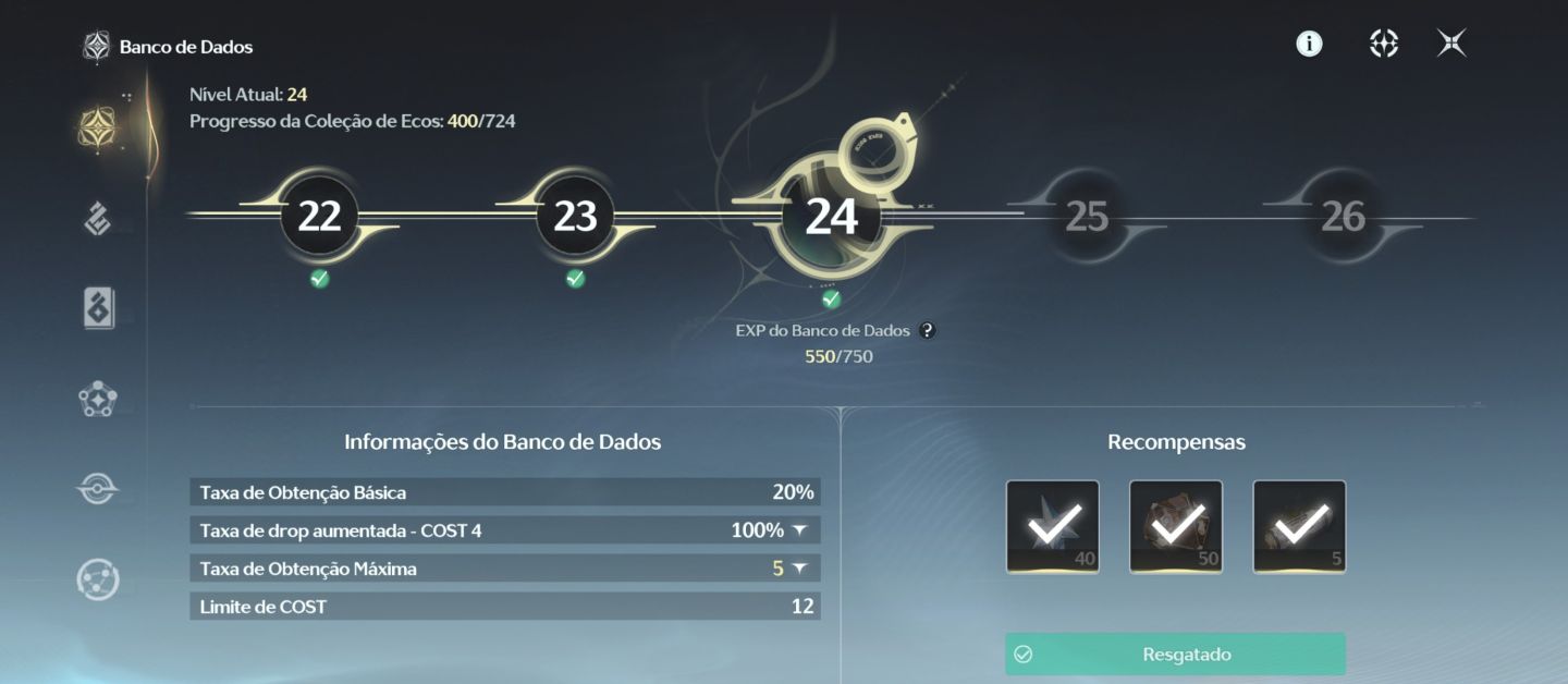 CONTA WUTHERING WAVES NV.73 + 13 PERSONAGENS T5 FASE DE SOL-3 RANQUE 8