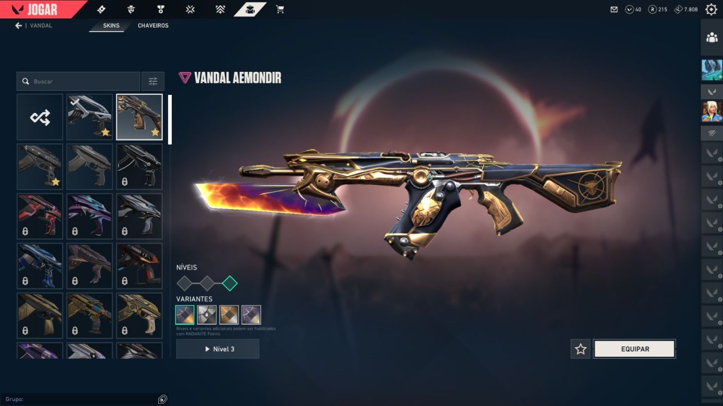 Conta Valorant com faca Kogitsune, Vandal Cyrax, Aemondir, Renegado e ghost