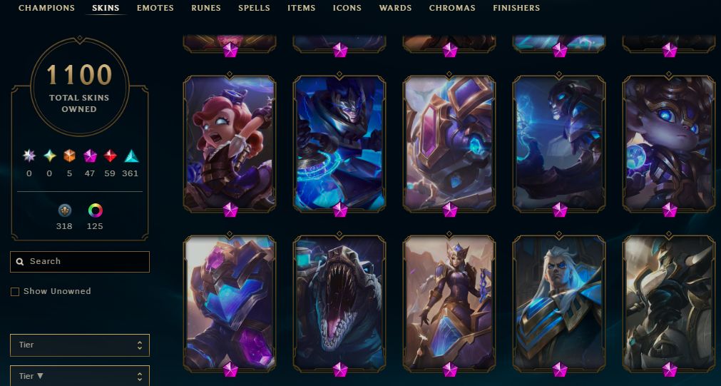 1100 SKINS, 125 CHROMAS - CONTA DE LEAGUE OF LEGENDS
