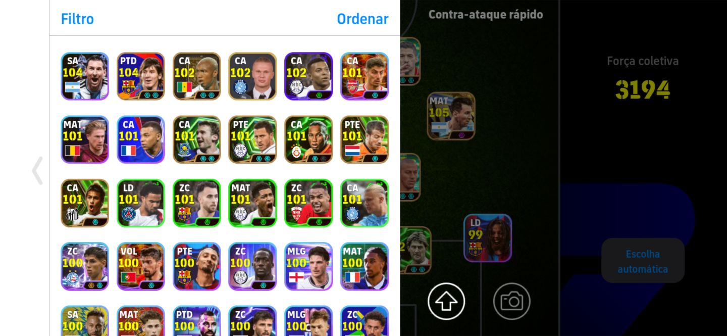 CONTA EFOOTBALL BOA PARA SKILLS COM 2 MESSI DO PECK E NEYMAR