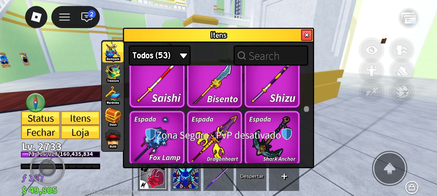 Conta Roblox com várias espadas míticas