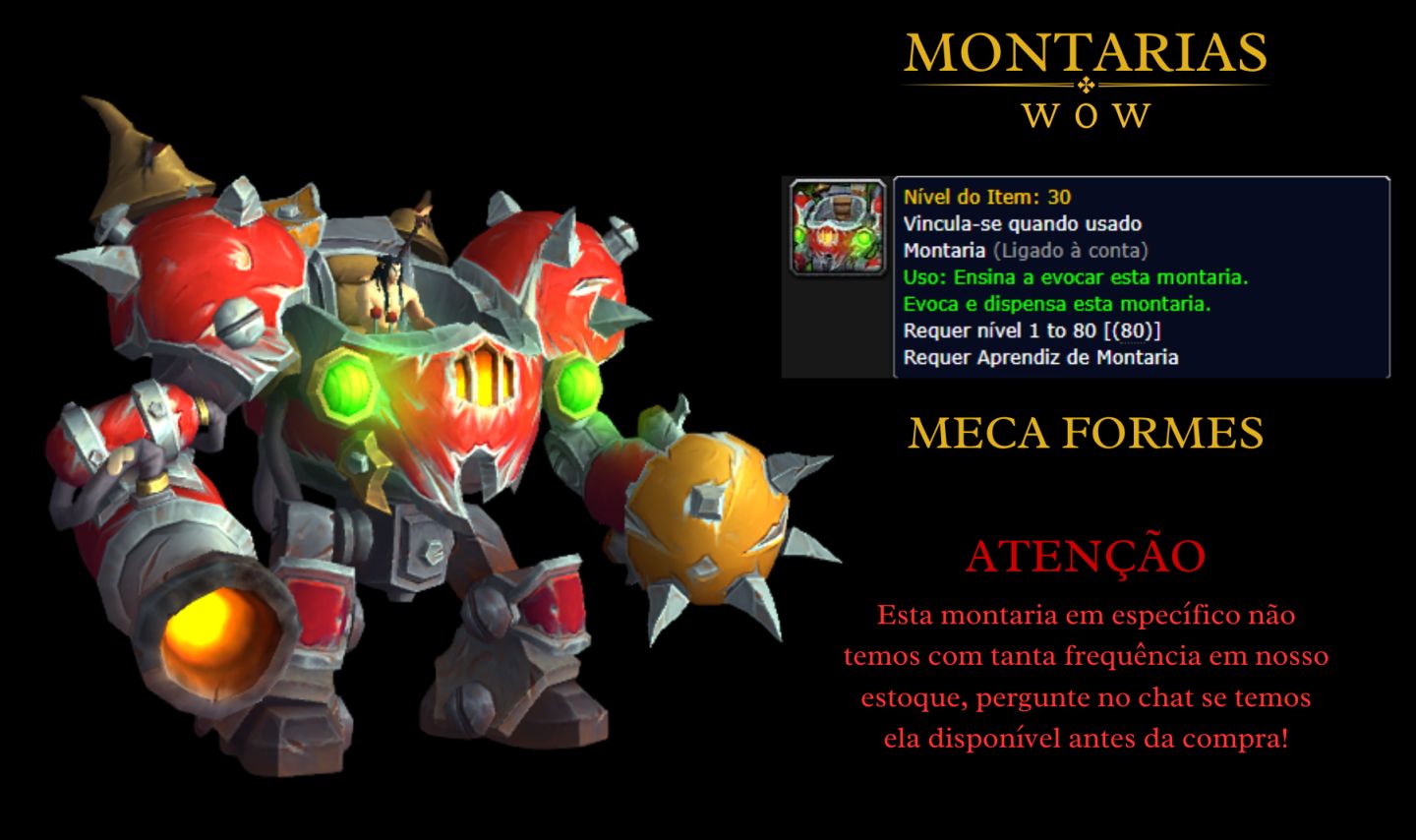 World of Warcraft - Montarias (Entrega Global) - WoW RETAIL