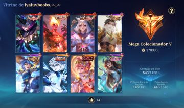 MLBB MEGA COLECIONADOR 5 | SKINS LEGEND | CONTA RARA E EXCLUSIVA