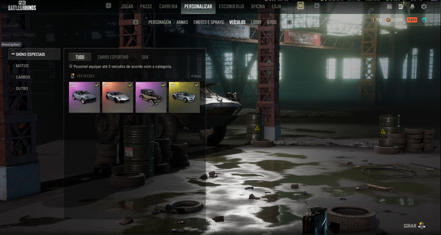 Conta com mais de 5k hora,11 progressivas,3 carros(2 porshes e 1 bugati)