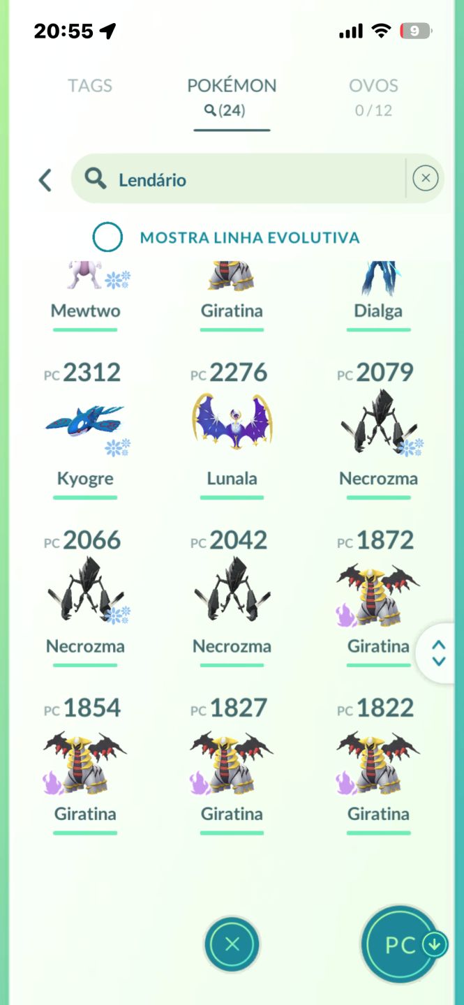 Conta Pokémon com mais de 15 lendários