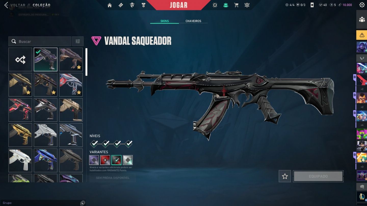 Conta valorant, top, cheia de skins por conta com sheriff arcane