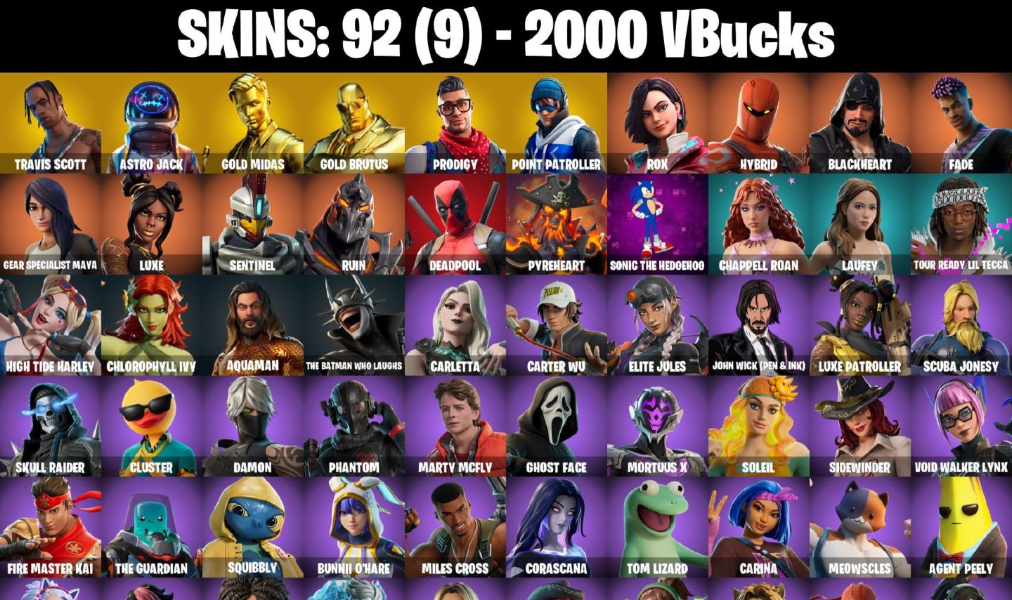 Conta Fortnite com Travis Scott | Astro Jack | Gold Midas | Gold Brut e 92 Skins
