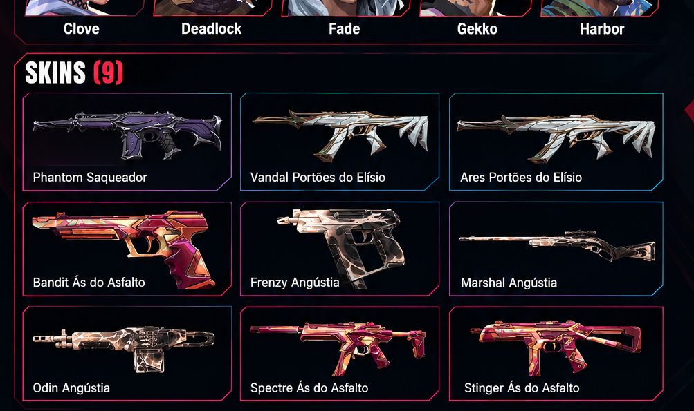 CONTA COM 9 SKINS E 0 FACAS