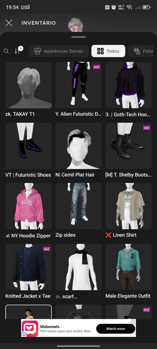 Conta IMVU, masculina com mais de 150 ítens (preço negociável)