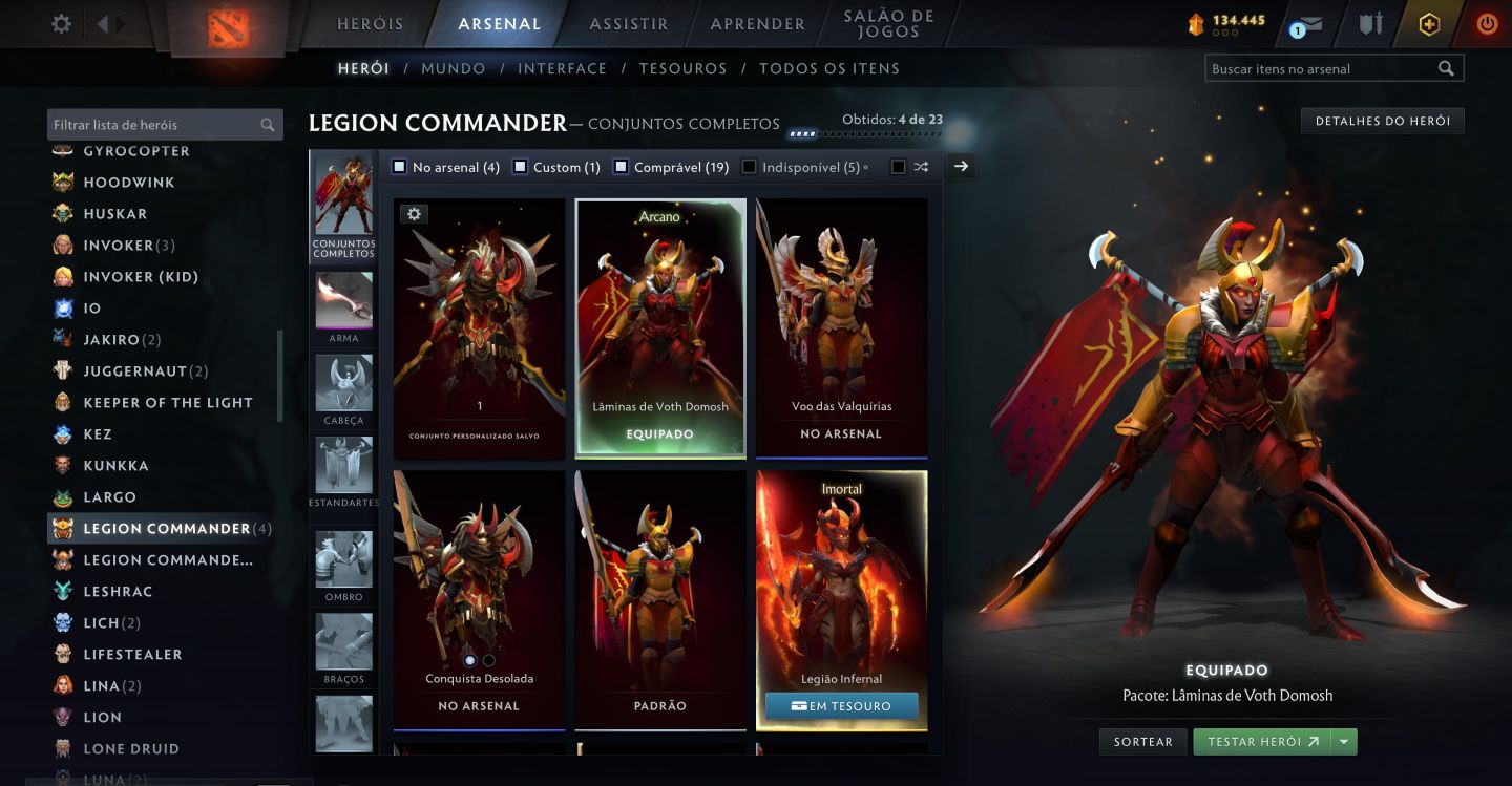 Conta Dota 2 com 4 Arcanas (Legion, Ogre, Zeus e Lina)