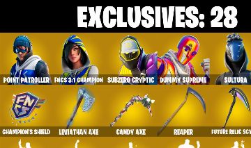 266 skins | FNCS 3:1 Champion | Dummy Supreme | Leviathan Axe | 300 VB