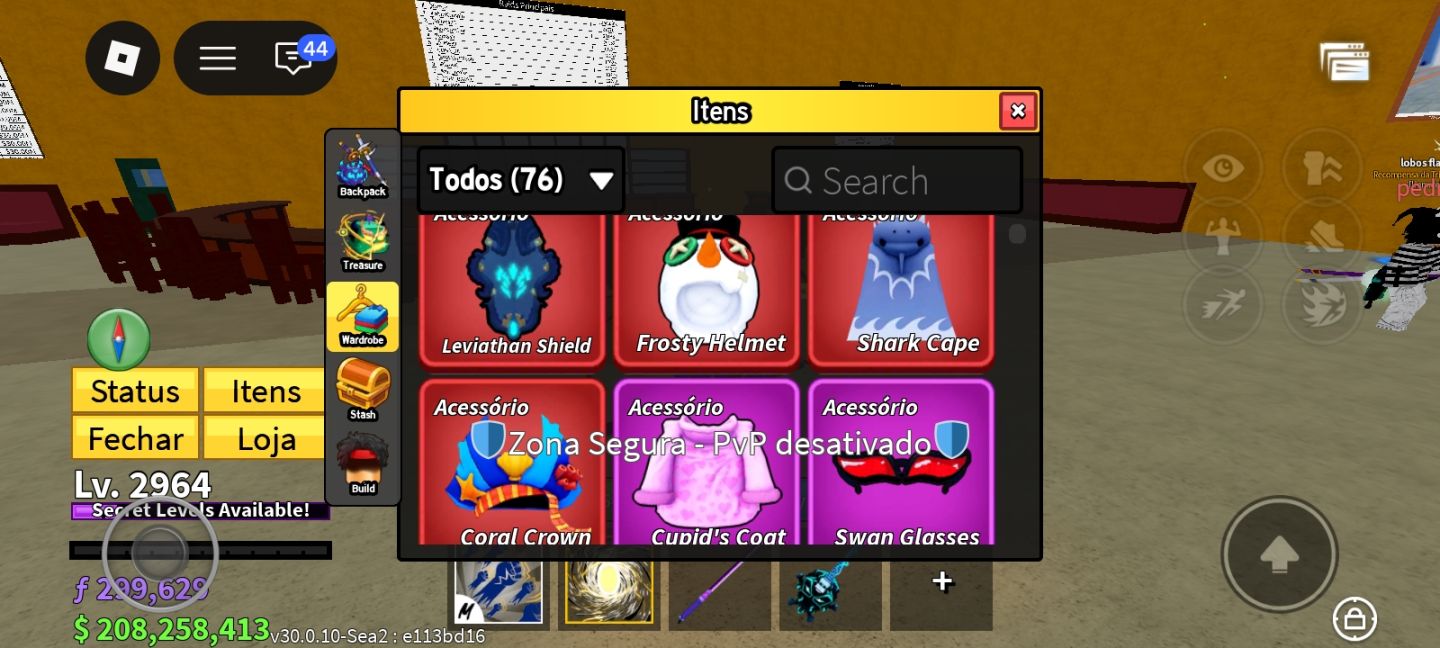 Conta de roblox focada em blox fruit