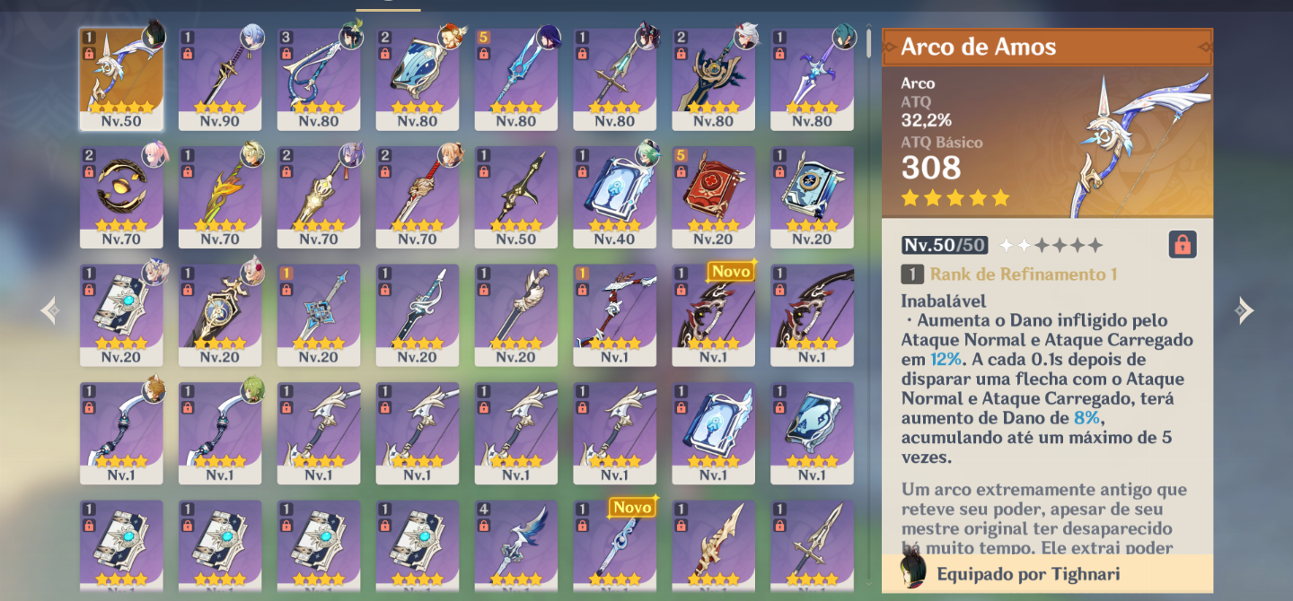 CONTA GENSHIN AR 55 T5 10+ (Zhongli, Raiden, Venti...) ARMA T5 1 T4 20+