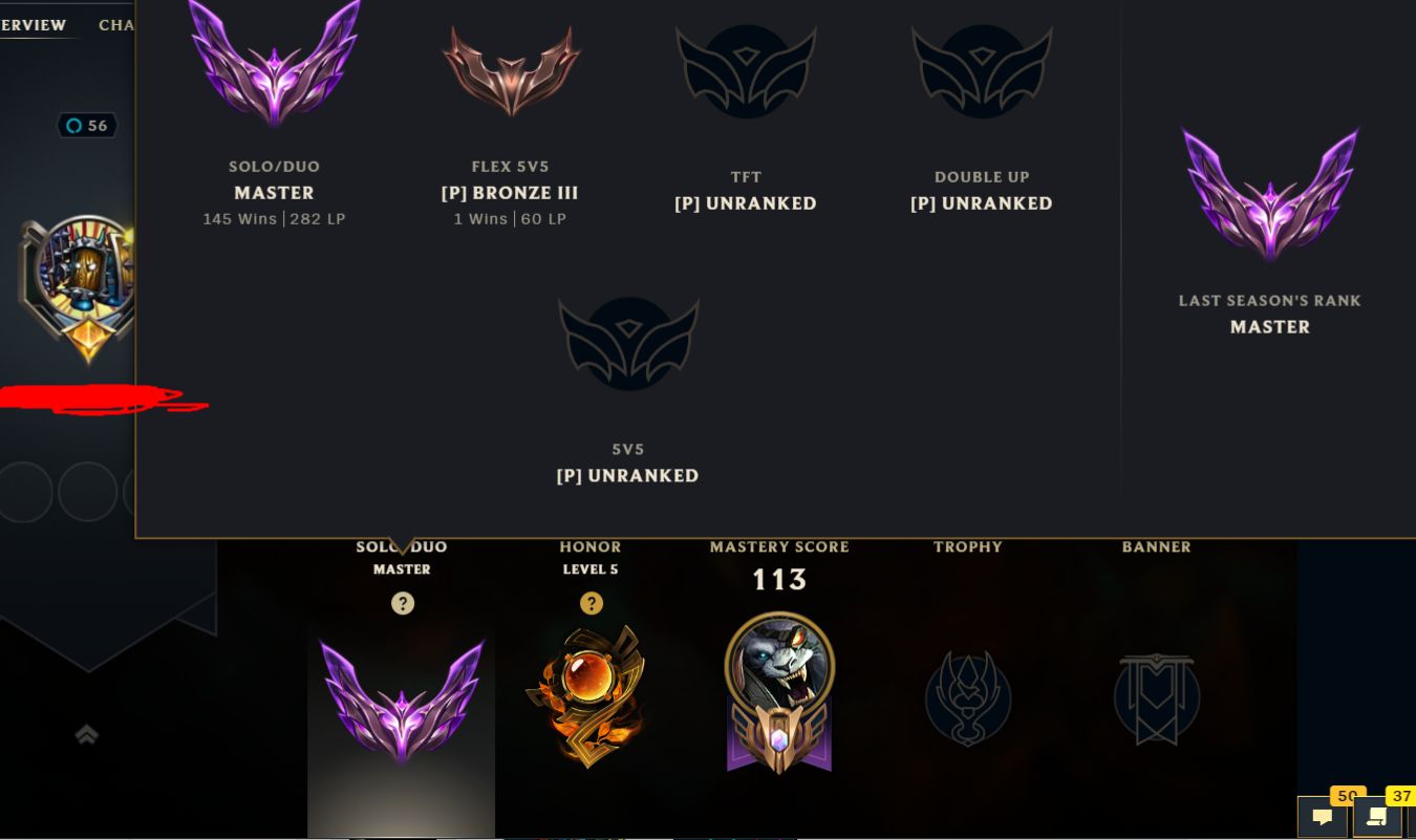 CONTA DE LOL MESTRE 285 PDL 71 DE WR