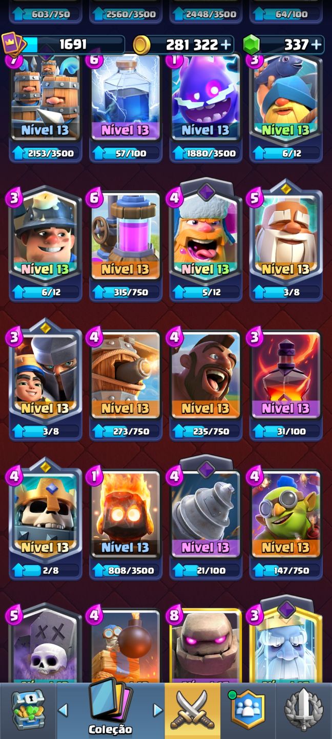 CONTA CLASH ROYALE ANTIGA E MUITO UPADA COM MUITAS CARTAS LVL 16 E COM RANKED