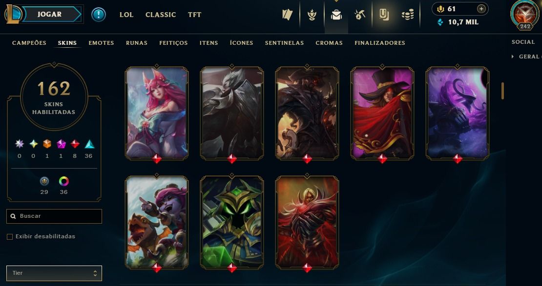 Full Acesso - 162 Skins - Todos Campeões - Level 242 - Season 2