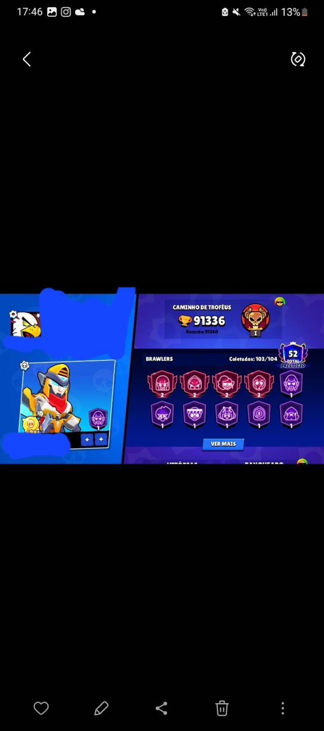 CONTA 91K TROFÉUS | 103/104 BRAWLERS | PRESTÍGIO 52 | FULL SKINS