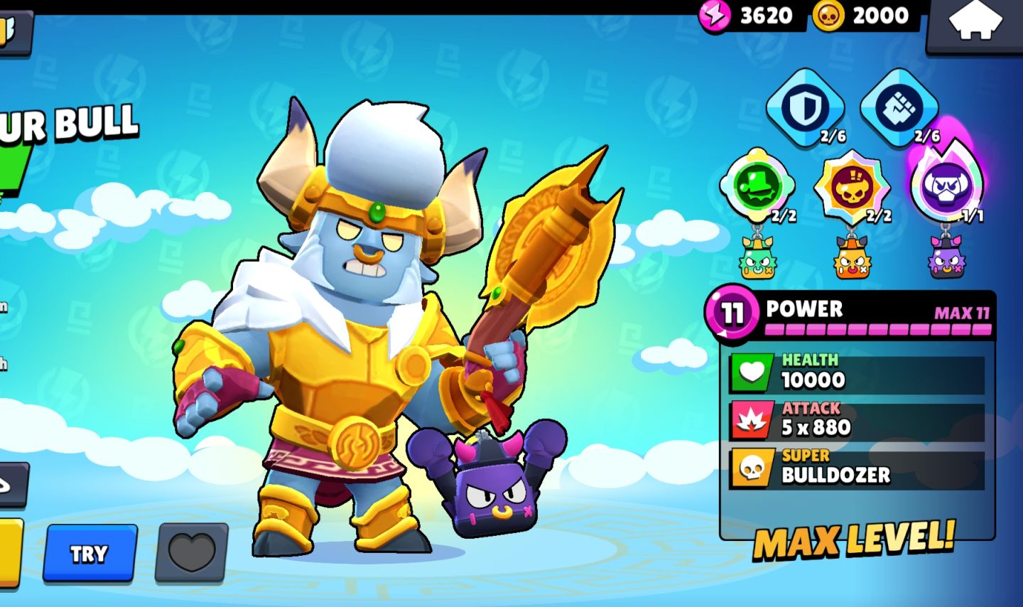 Conta iniciante com 3 brawlers full buffies