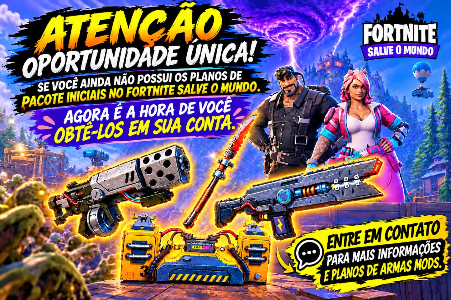 Fortnite Salve o Mundo 4 Planos de Armas e Armadilha à Venda