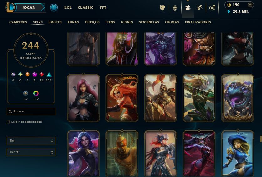 CONTA PLAT III - 244 SKIN - FULL CHAMP + ESPÓLIOS LOTADOS! - 100% SEGURA!