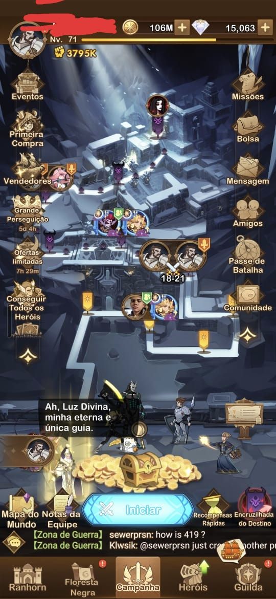 CONTA AFK ARENA/15K+ DIAMANTES/KAFKA HIBINO/ROWAN/PALMER/MEDUSA COM SI LIBERADO