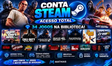 CONTA STEAM | ACESSO TOTAL | 34 JOGOS NA BIBLIOTECA