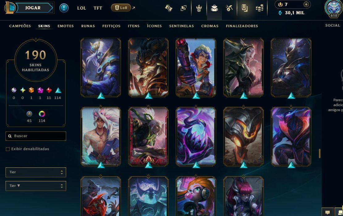 CONTA LEAGUE OF LEGENDS - 190 SKINS | NIVEL 610 | FULL ACESSO