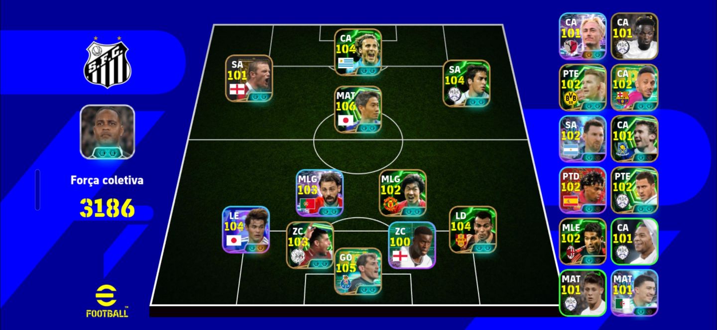 Conta Efootball Com 3186 de força e kagawa, forlan e raúl.
