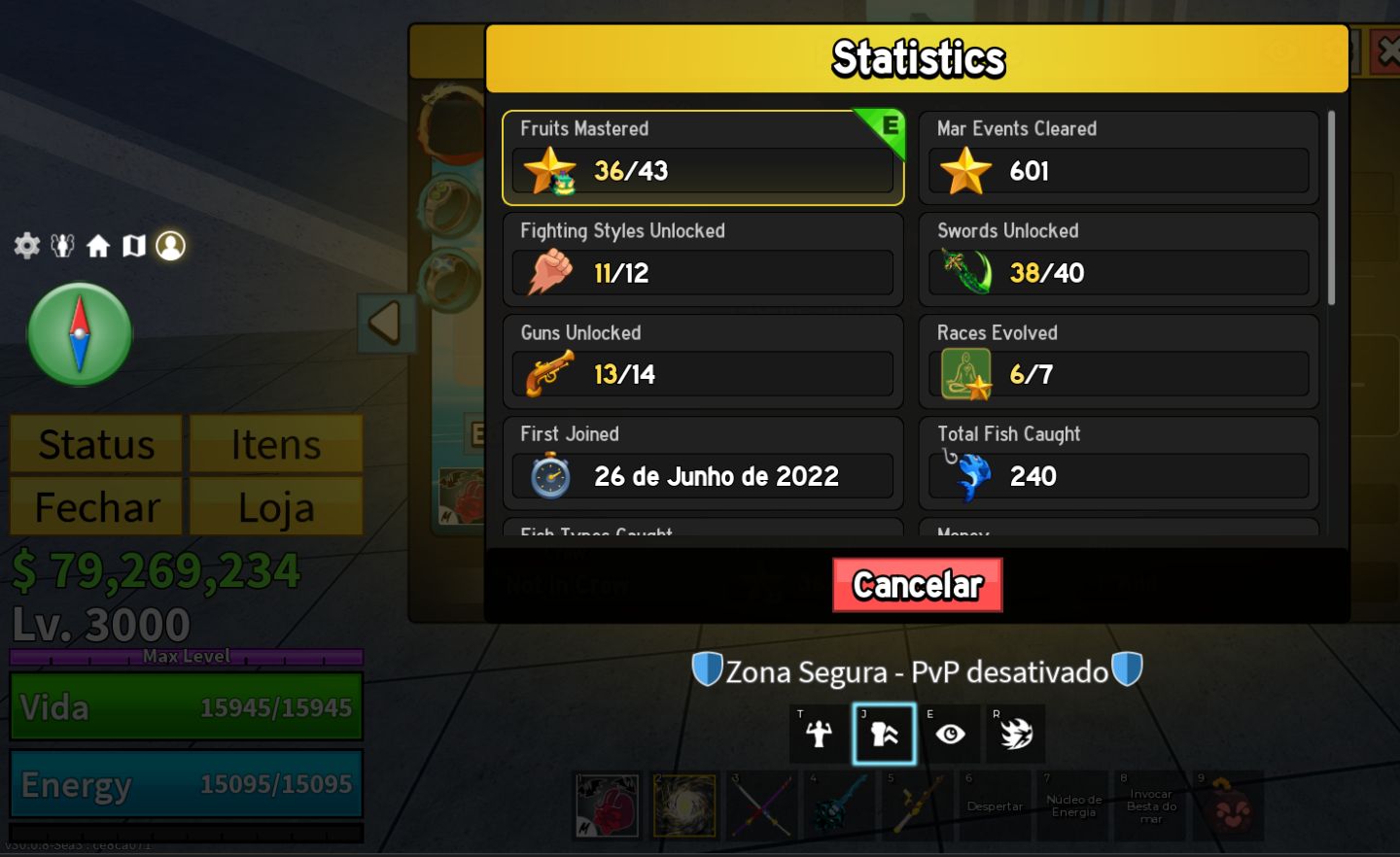 CONTA BLOX FRUITS LEVEL 3000 | 16 PERMS | TODAS AS GAMEPASSES | 6 V4 FULL
