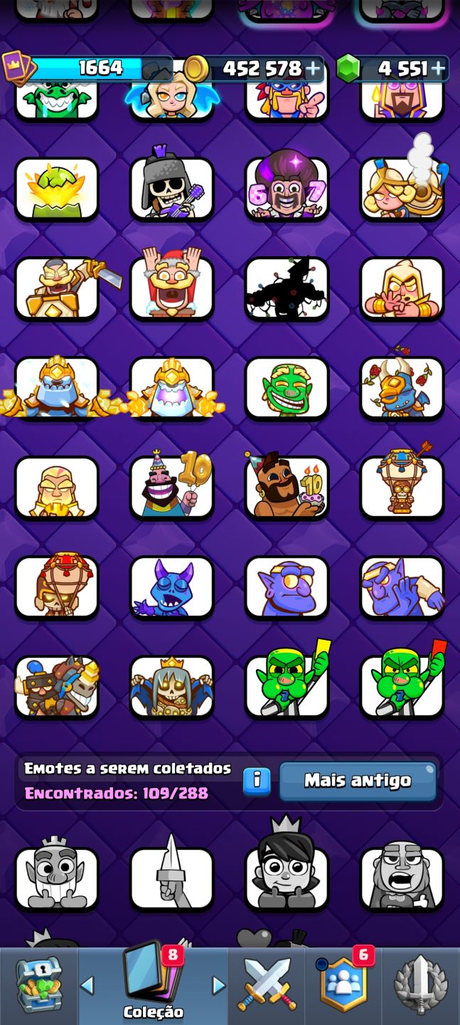 Conta Clash Royale de 9 anos com emblemas e emojis raros