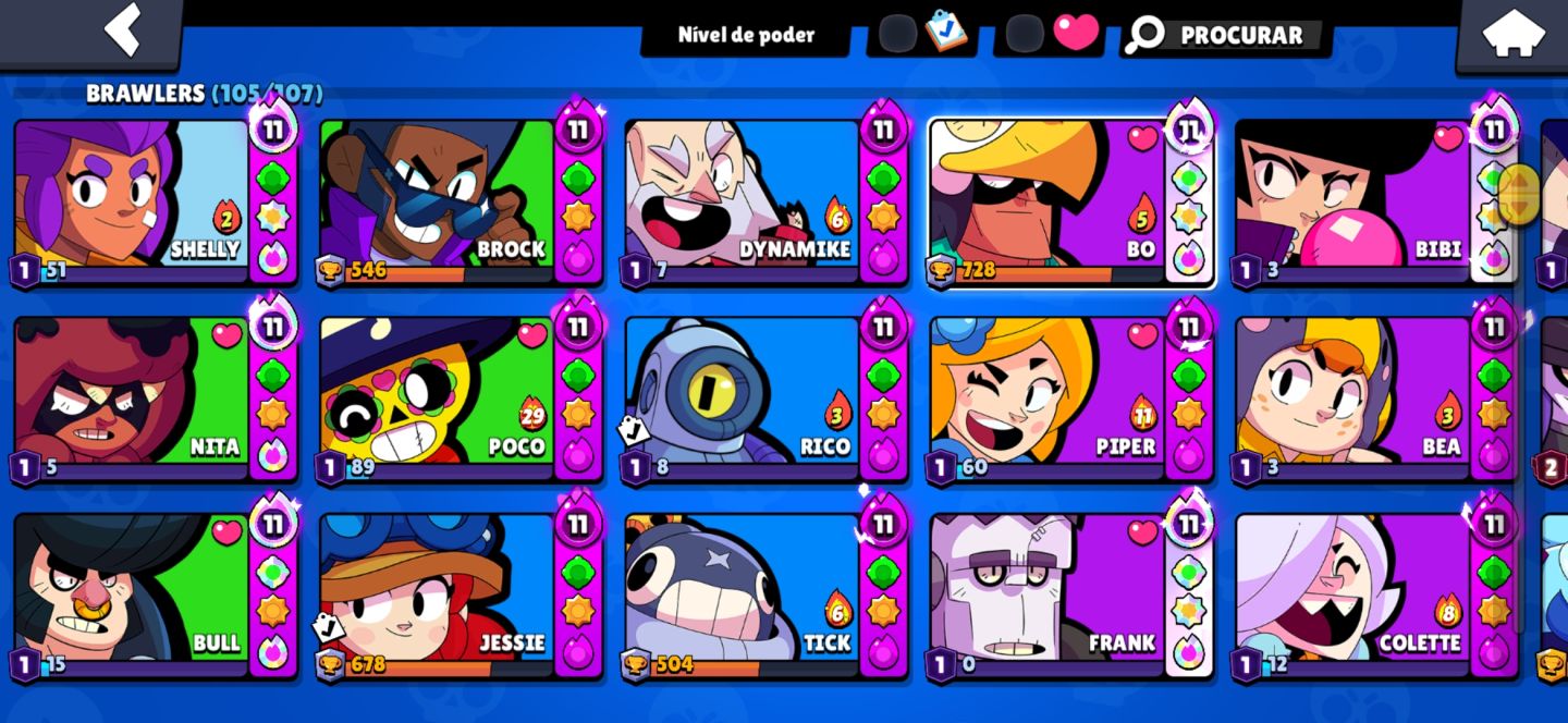 CONTA BRAWL STARS 52.243 TROFÉUS | 105/107 BRAWLERS