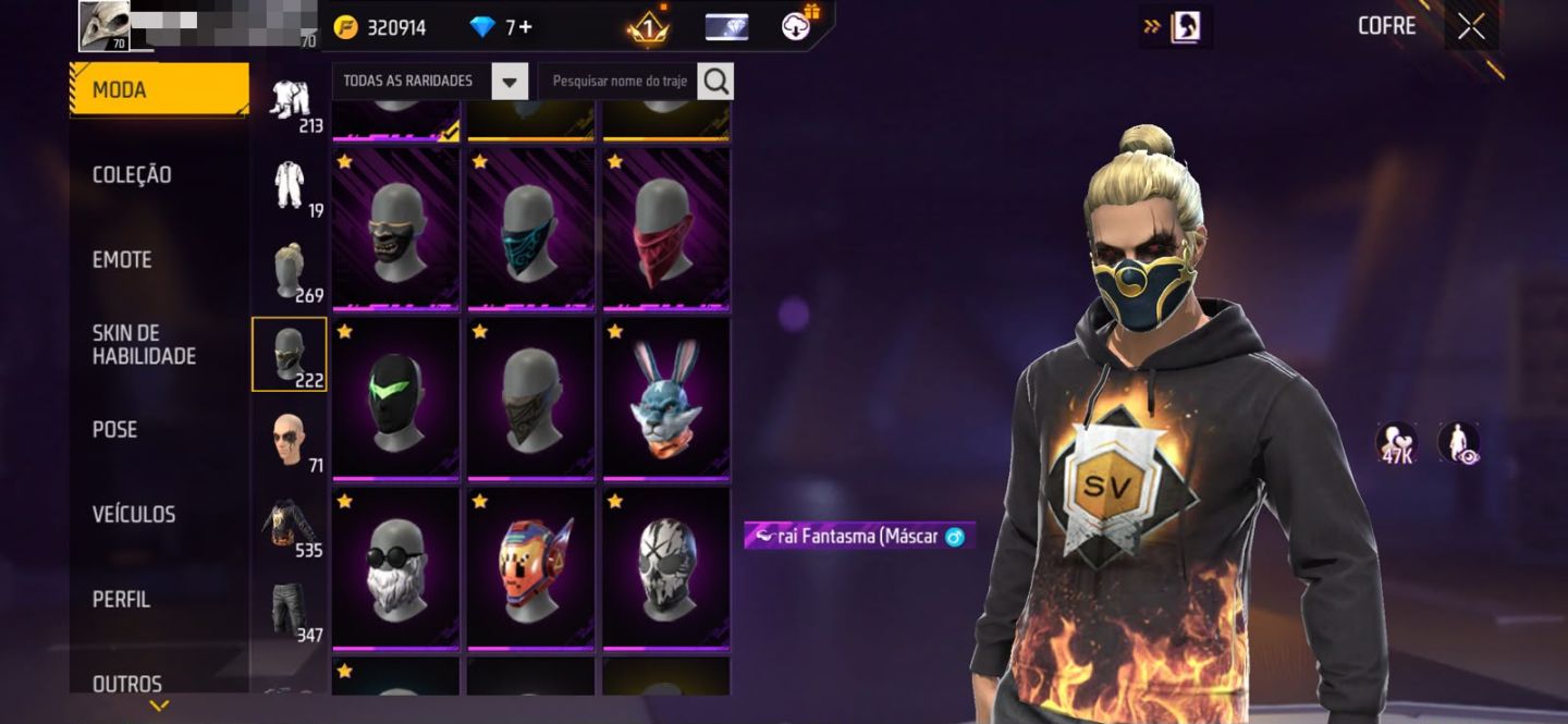 [CONTA RARA] ARMA EVOLUTIVA LV5 + 535 TORSOS + 347 CALÇAS + 269 CABEÇAS | FF