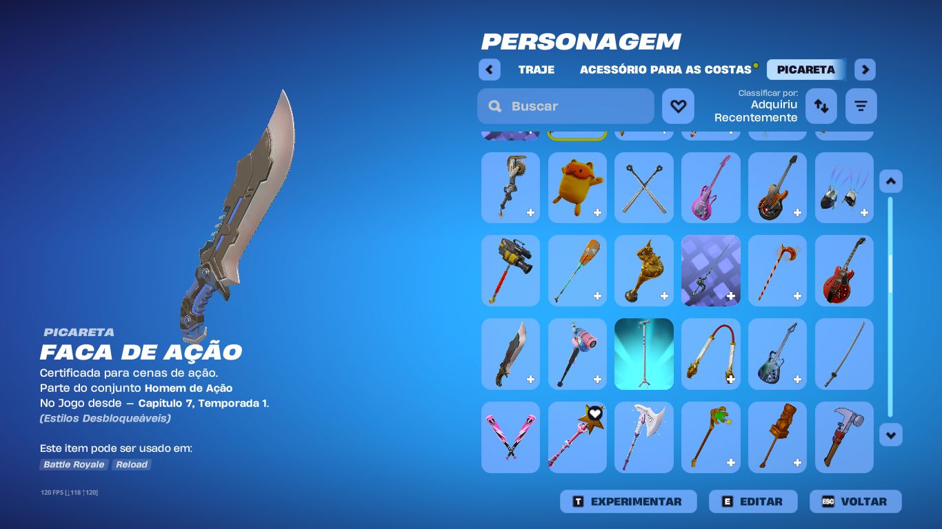 Conta de fortnite com 122 skins, 100 picaretas e atualmente com o clube ativado.