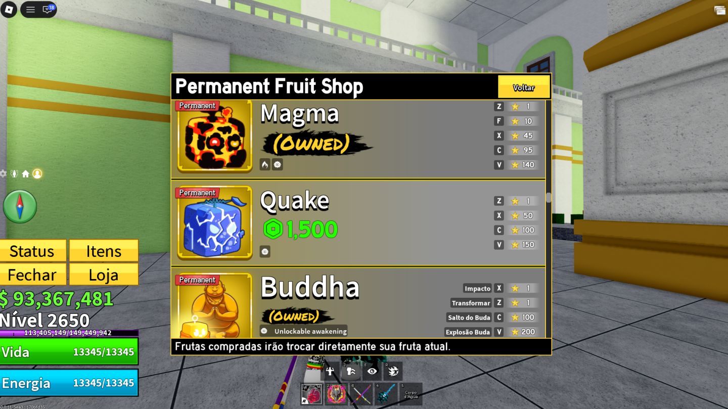 Blox Fruits Level 2650 | Dragão, Portal, Magma e Buddha Perm