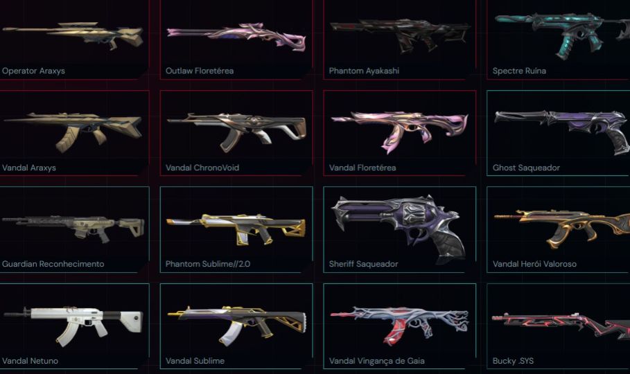 CONTA VALORANT COM 111 SKINS E 6 FACAS (COM PHANTOM AYAKASHI /VANDAL FLORETÉREA)