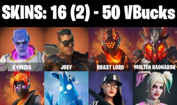 CONTA FORTNITE COM 16 SKINS KYMERA/JOEY/ROAST LORD/ALEQUINA/CRZ-8/BATMAN