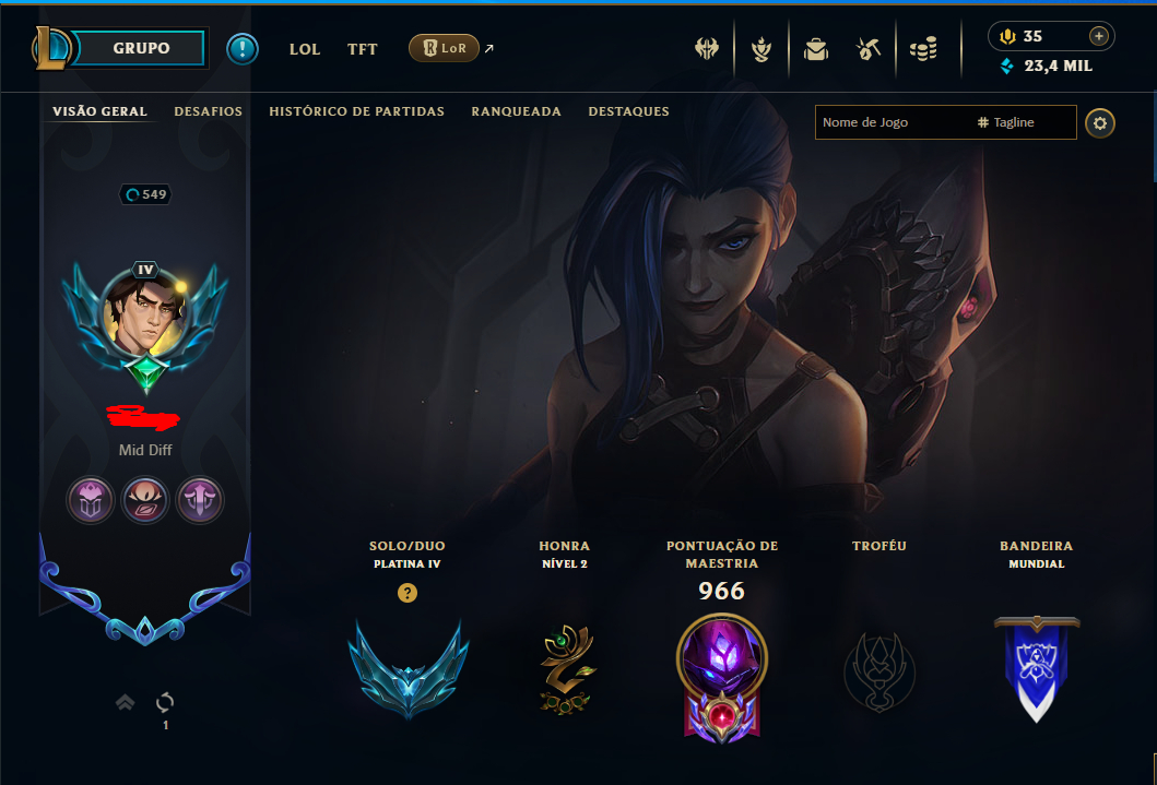 Conta League of Legends - 3 Emote Challenger e 802 Skins