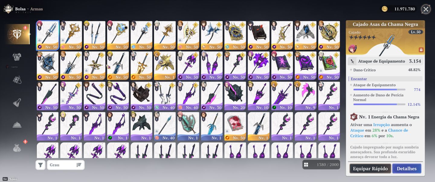 7DS ORIGIN | CONTA END GAME 26/26 PERSONAGENS | FULL BUILD | 25K FRAGMENT