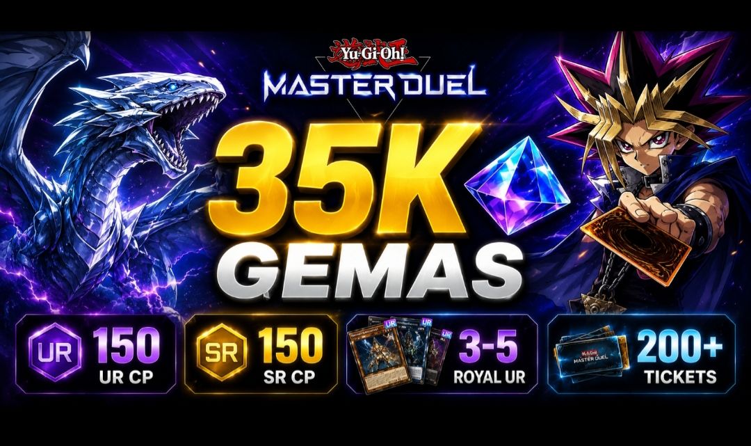 Yu-Gi-Oh Master Duel | 32K-35K Gemas | 150 UR CP | 150 SR CP | 200+ Tickets