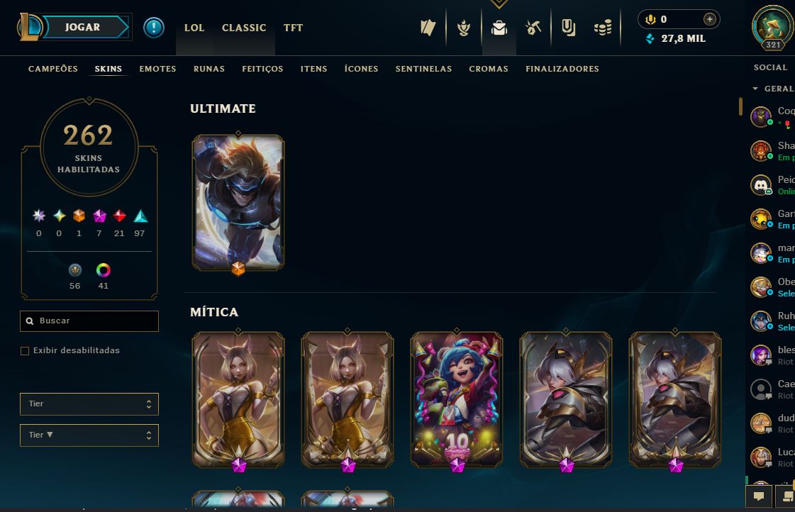 Conta League of Legends | All Champs | 262 Skins | MMR Alto | Prestígios 2022