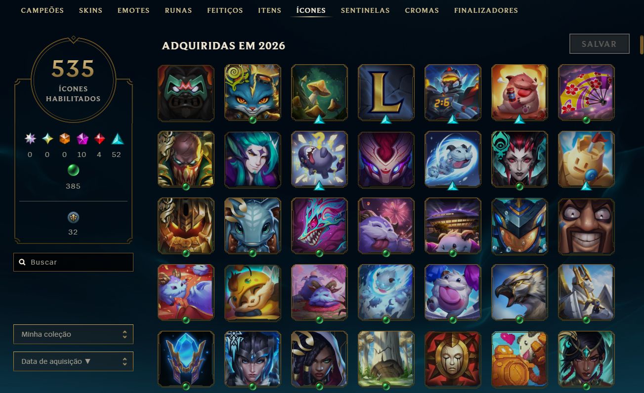 Conta Premium de LoL - Skins/Cromas/EA/EL/Rank/Emotes/Sentinelas/etc