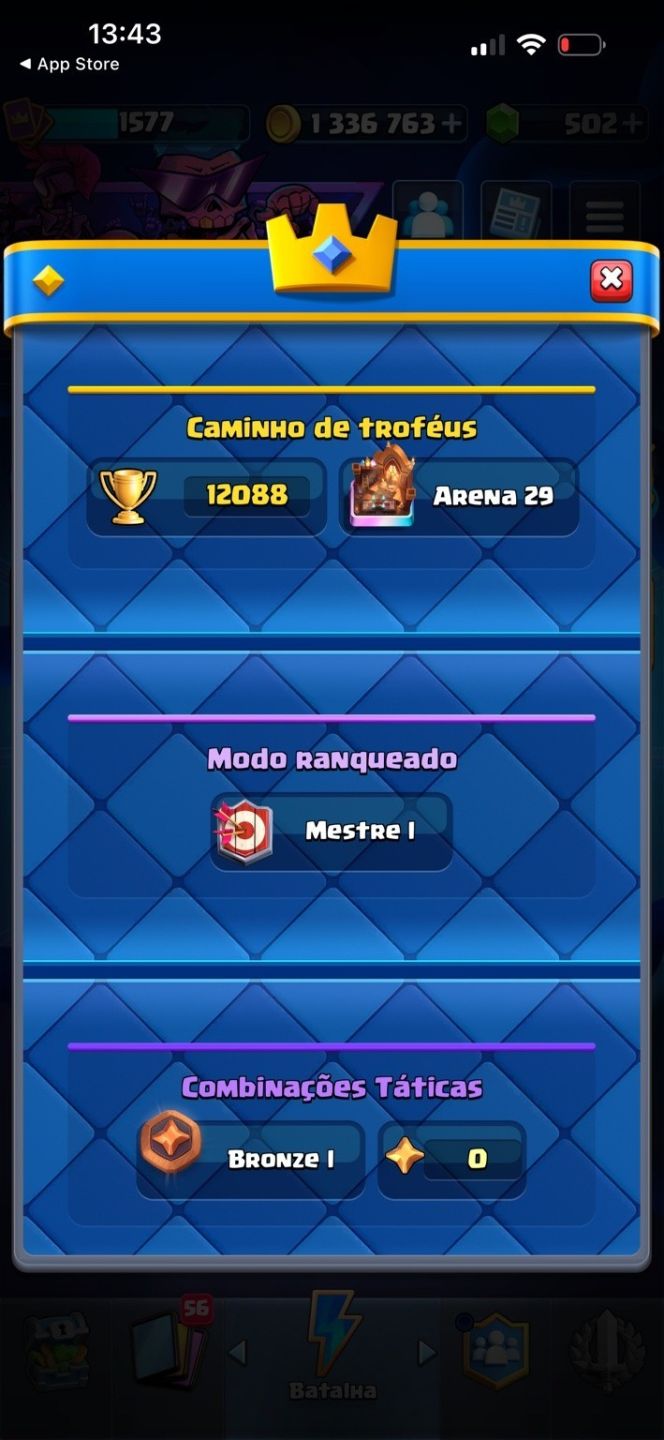 CONTA CLASH ROYALE 12.088 TROFÉUS | ARENA 29 | 17 EVOLUÇÕES + 6 HERÓIS